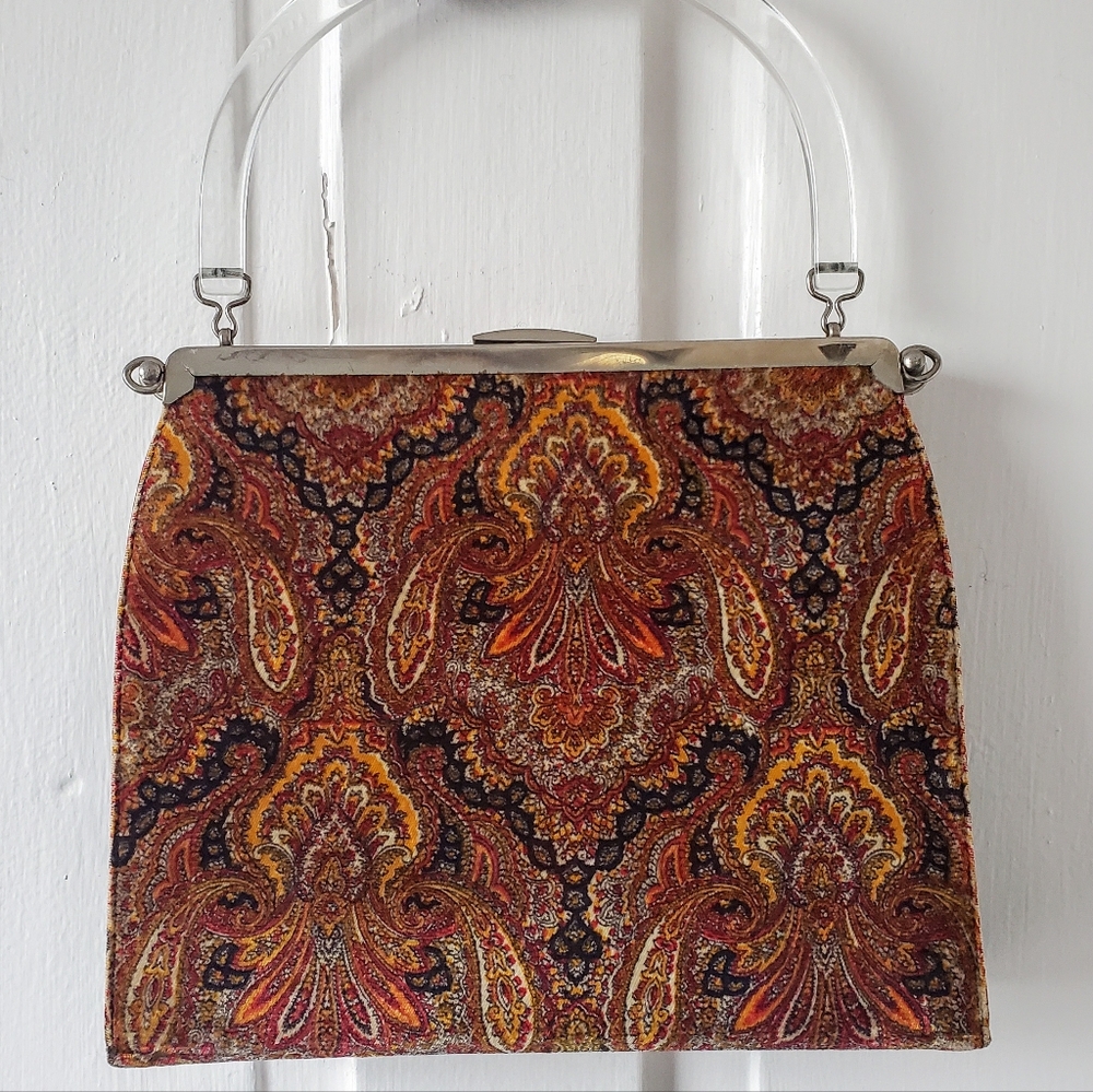 Rare 50s Vintage Handbag. Convertable to 3 styles. Lucite handle. Stunning!